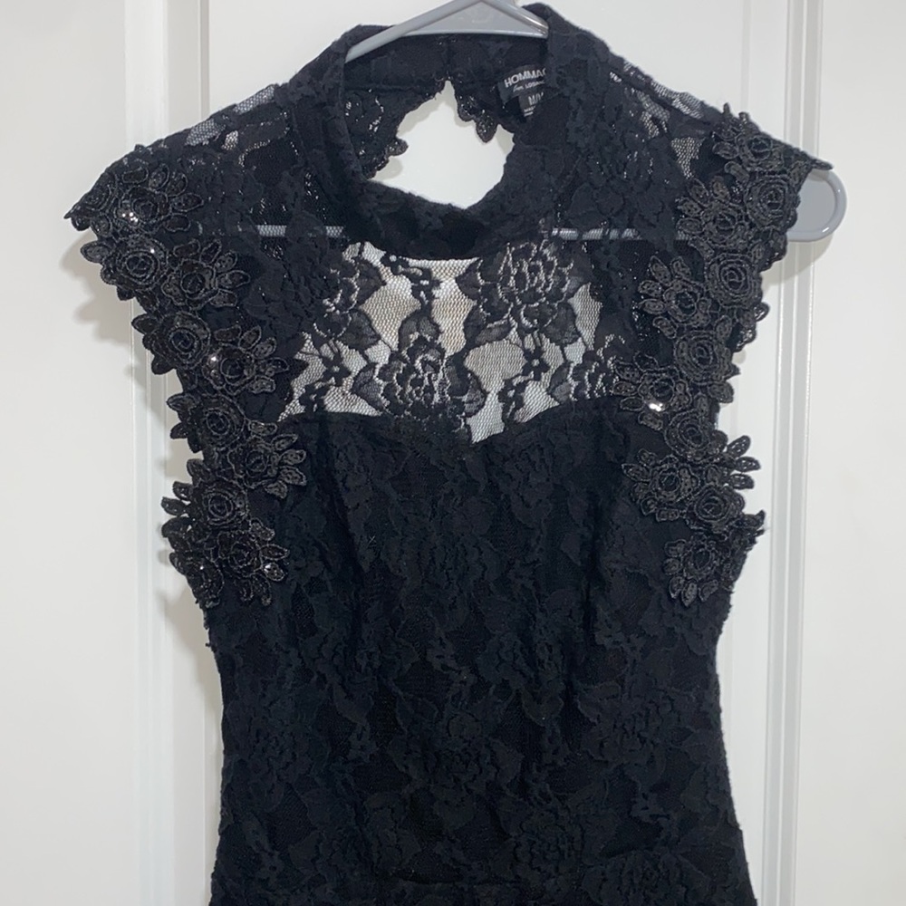 Hommage Black Sequin/Lace Romper